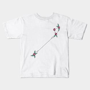 Canis Minor (Lesser Dog) Constellation Roses and Hearts Doodle Kids T-Shirt